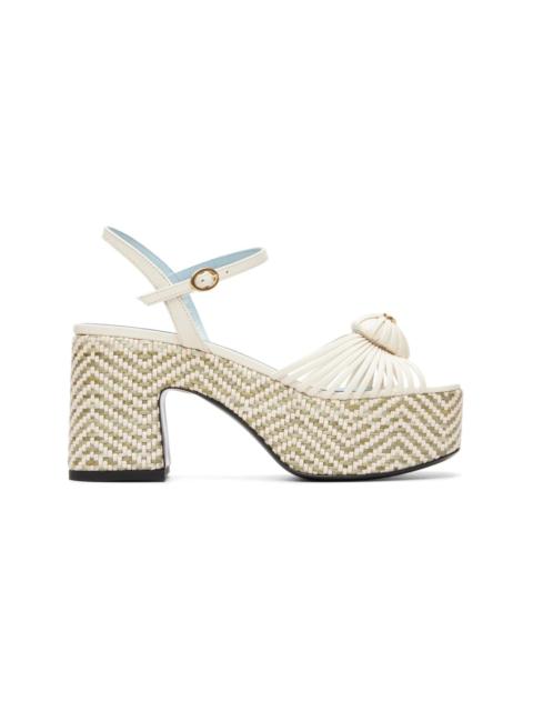 Valentino Off-White Coeur Royal Laminated Heeled Sandals