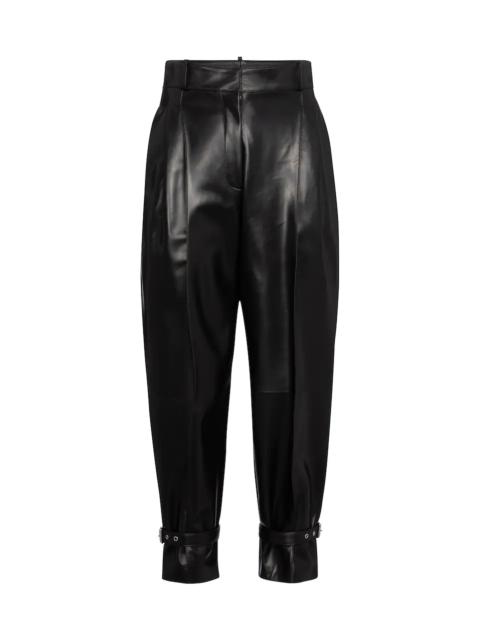 High-rise tapered leather pants