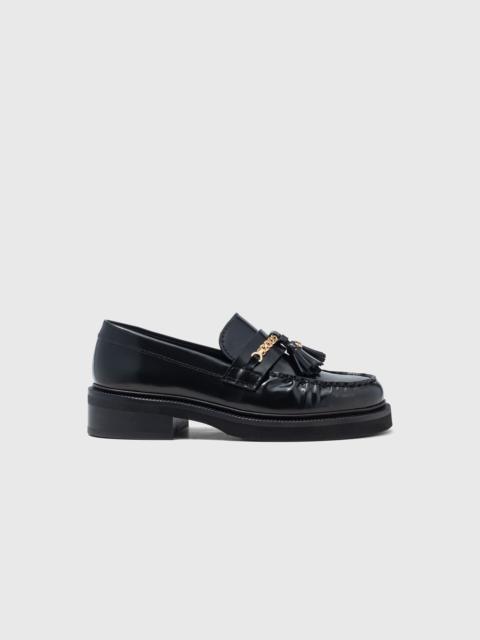 maje Pleated-edge leather loafers