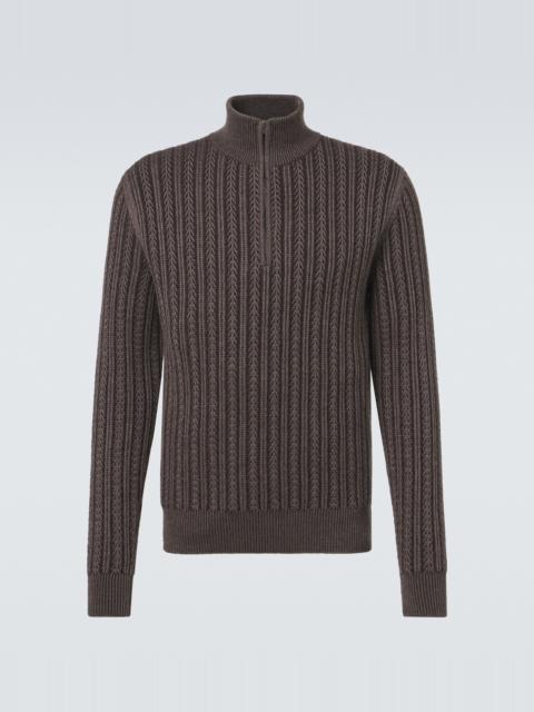 AGNONA Cashmere, wool, and silk half-zip sweater