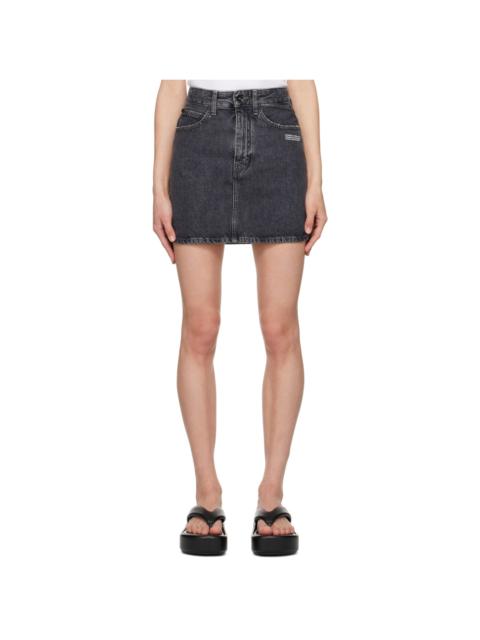 Off-White Gray Corporate Denim Miniskirt