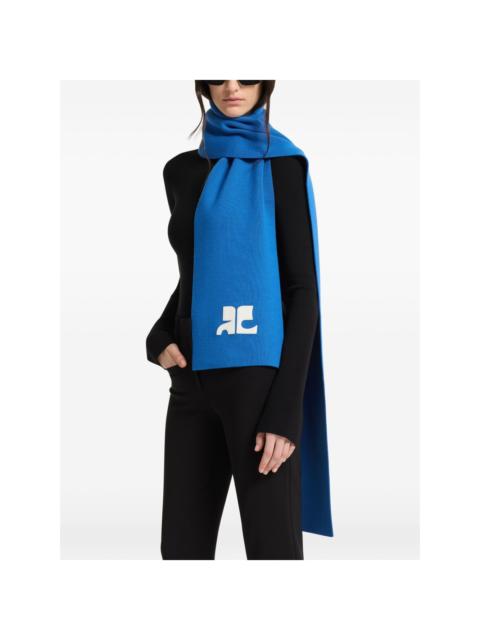 courrèges AC logo-patch merino-wool scarf