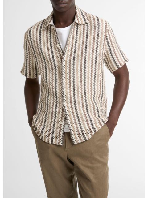 Vince Beach Stripe Italian Cotton-Blend Button-Front Shirt
