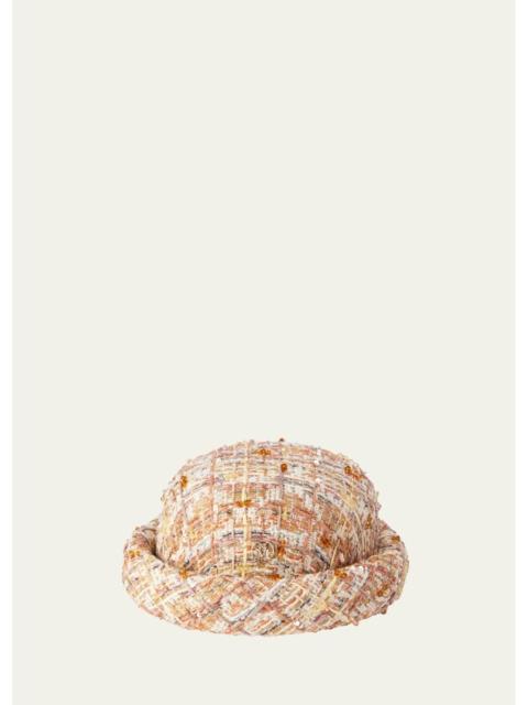 MAISON MICHEL Reese Beaded Embroidered Tweed Hat