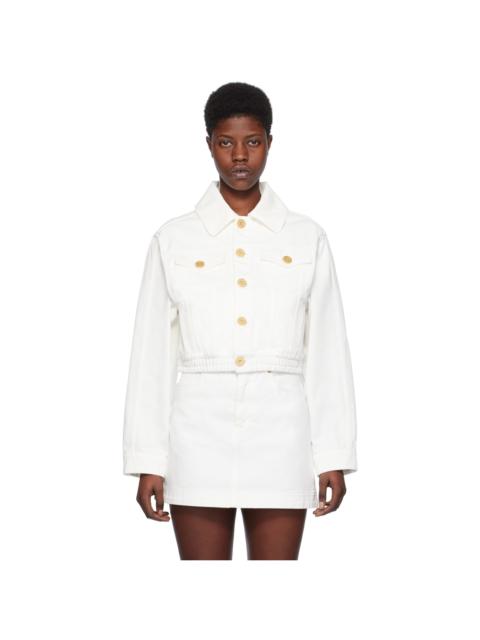 Balmain White Cropped Denim Jacket
