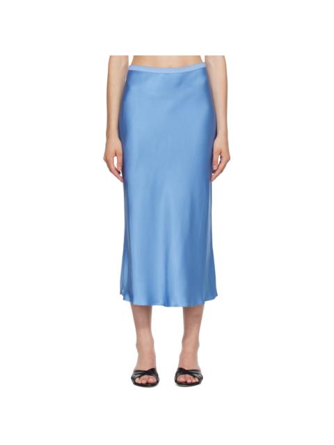 ANINE BING Blue Bar Silk Midi Skirt