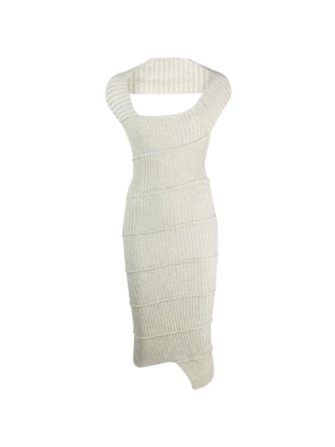 ribbed-knit asymmetric dress