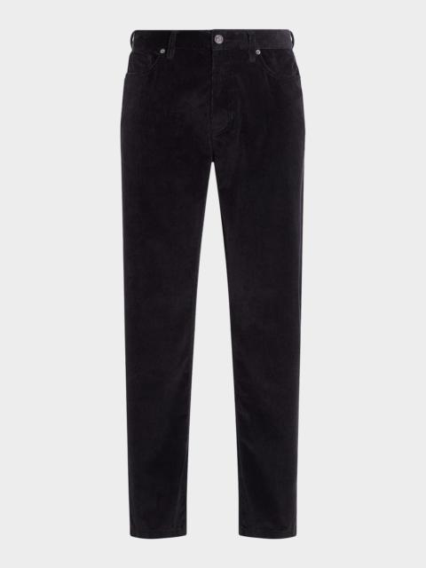 ZEGNA Men's Dark Gray Corduroy Straight-Leg Jeans