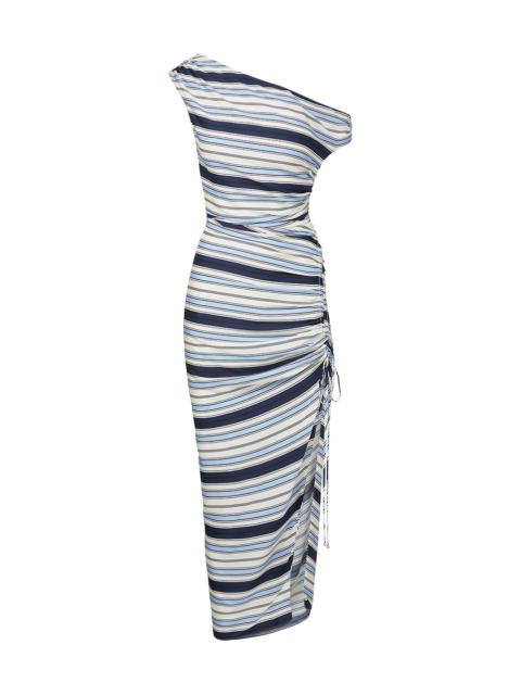 VERONICA BEARD KADIE STRIPED STRETCH-SILK DRESS