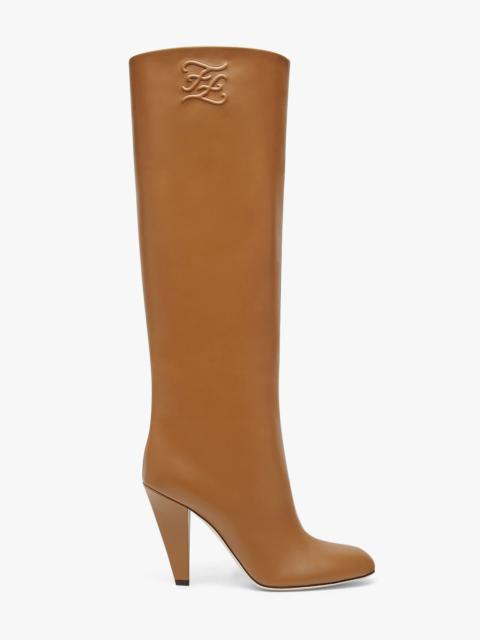 FENDI Beige leather high-heeled boots