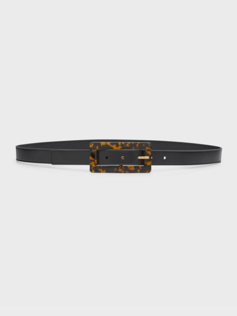 SAINT LAURENT Smooth Leather Belt With Rectangular Buckle