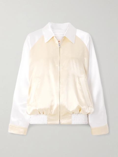 Marni Appliquéd two-tone satin bomber jacket Ivory