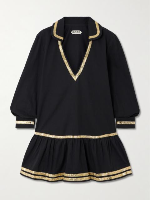 BODE Embellished Cotton-poplin Mini Dress