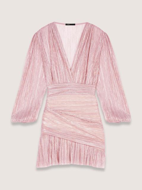 maje Pleated metallic fibre dress
