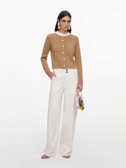 self-portrait Brown Embellished Knit Cardigan