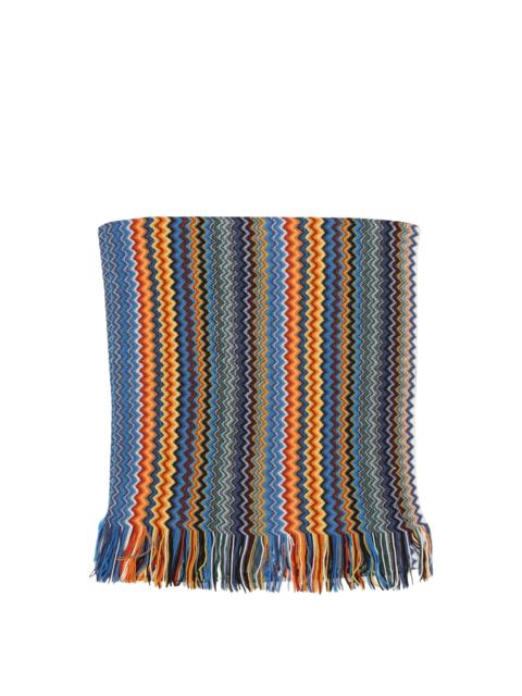 Missoni Zigzag-pattern knit fringed scarf