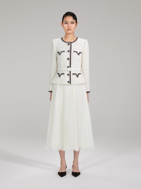 self-portrait Metallic Bouclé And Chiffon Midi Dress