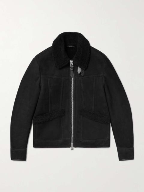 Leather-Trimmed Shearling Flight Jacket