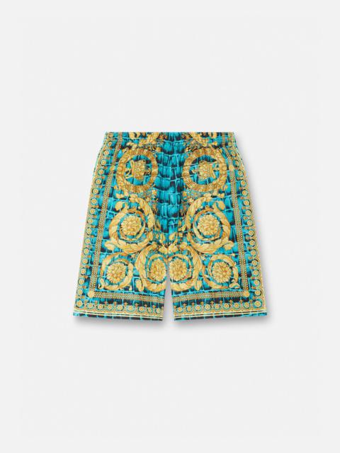 VERSACE Baroccodile Silk Shorts