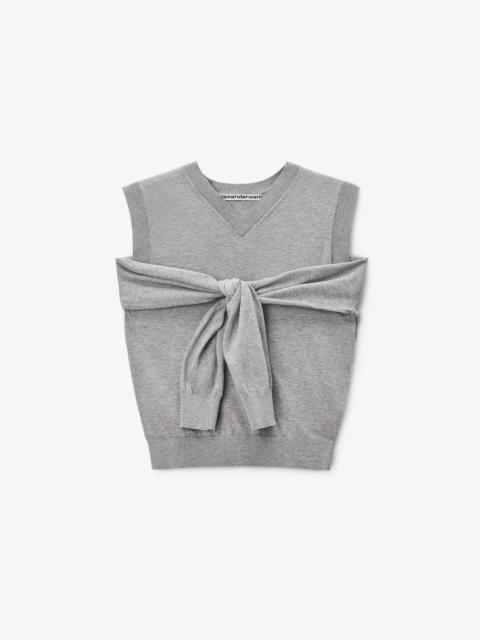 Alexander Wang layered v-neck vest with tie-front cardigan detail
