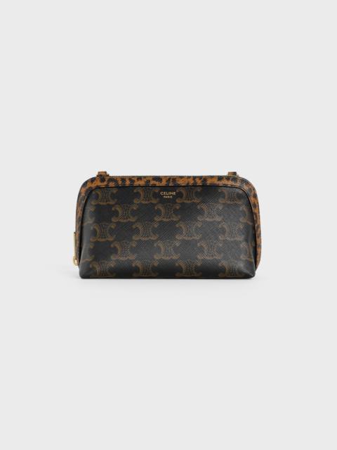 CELINE CLUTCH ON CHAIN  IN  TRIOMPHE CANVAS AND GRAINED CALFSKIN WITH LEOPARD PRINT