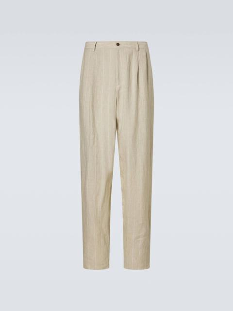 GIORGIO ARMANI Pinstripe linen wide-leg pants
