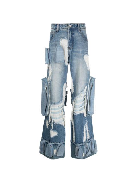 WHO DECIDES WAR ripped wide-leg jeans