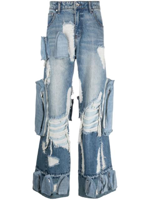 WHO DECIDES WAR ripped wide-leg jeans