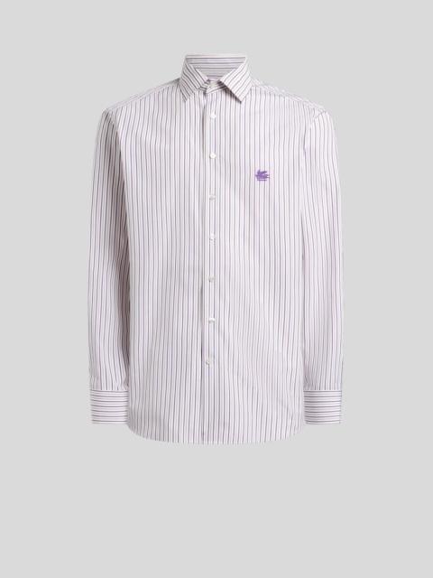 Etro STRIPED COTTON SHIRT WITH PEGASO LOGO