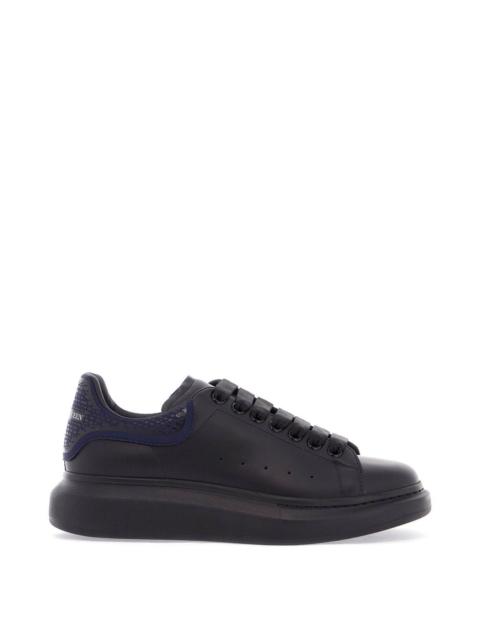Alexander McQueen MEN'S SNEAKERS BLACK AND NAVY BLUE CALFSKIN WITH THICK RUBBER SOLE