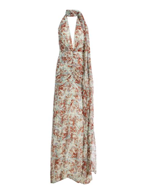 De La Vali Exclusive La Isla Formentera Chiffon Maxi Dress multi