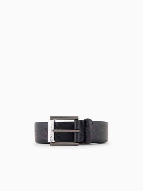 EMPORIO ARMANI TUMBLED-LEATHER BELT
