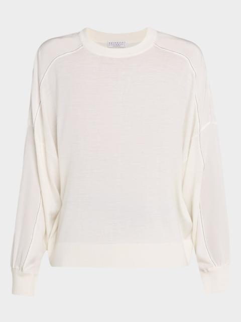 Brunello Cucinelli Monili-Trim Sleeve-Panel Cashmere Sweater