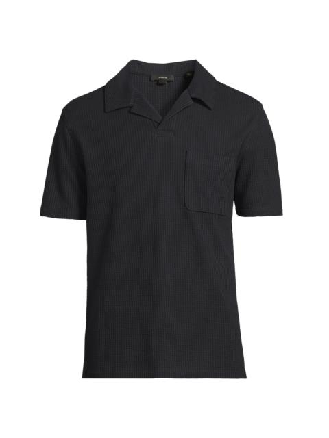 Vince Men's Waffle-Knit Stretch-Cotton Polo Shirt - Coastal
