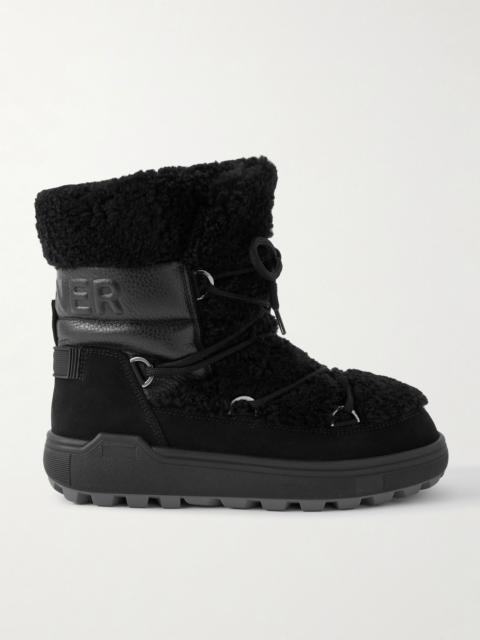 BOGNER Chamonix shearling, textured-leather and suede snow boots Black