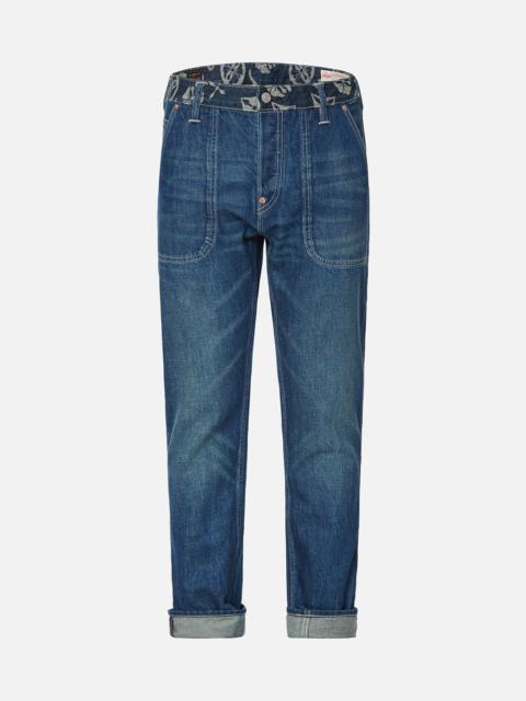 EVISU BRAND ELEMENTS JACQUARD WAISTBAND CARROT-FIT JEANS #2017