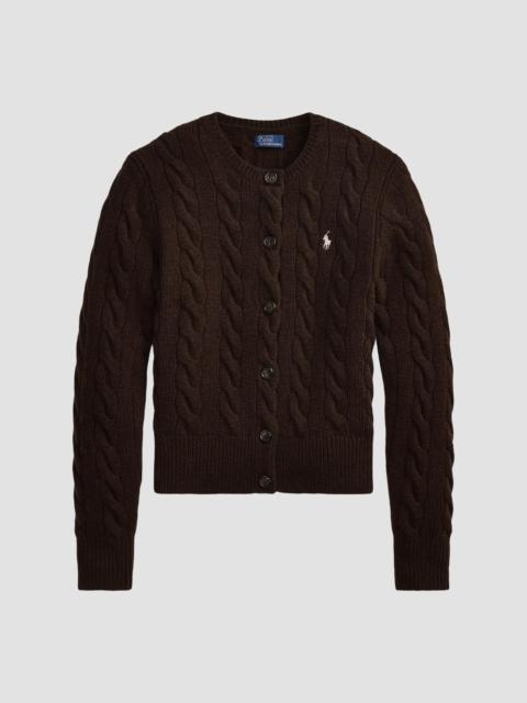 Polo Ralph Lauren Women's Wool-Cashmere Cable-Knit Crewneck Cardigan - Brown
