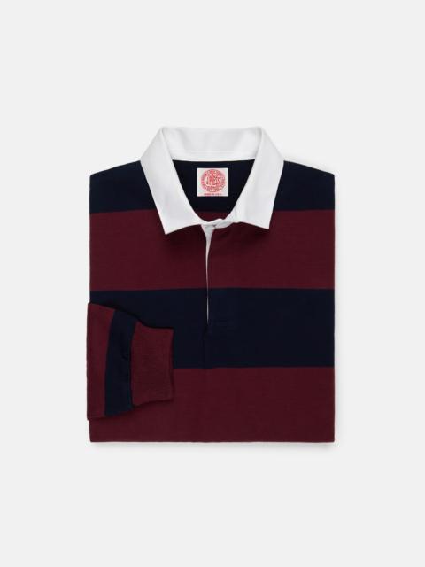 J. PRESS MADE-IN-USA NAVY & BURGUNDY GUARD STRIPE COTTON RUGBY