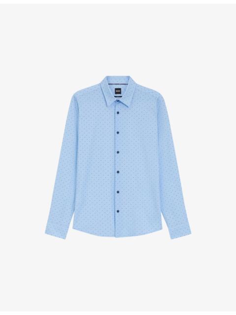 BOSS Long-Sleeved Slim-Fit Stretch-Jersey Shirt