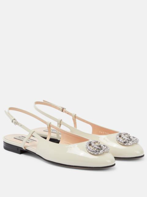 GUCCI Double G patent leather slingback ballet flats