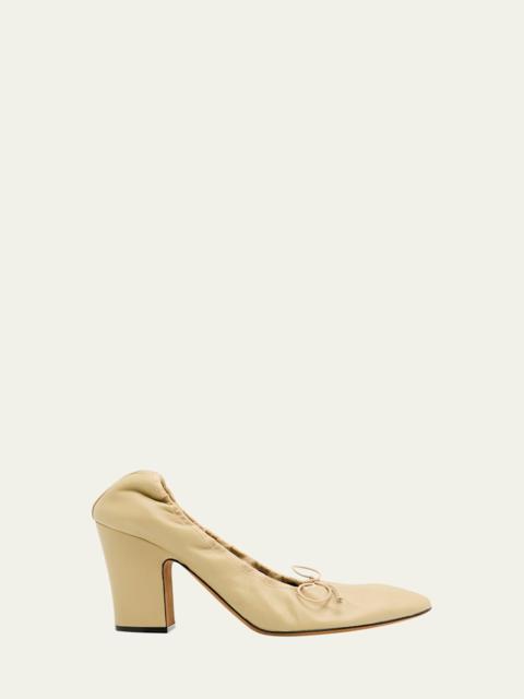 The Row Awar Lambskin Bow Ballerina Pumps
