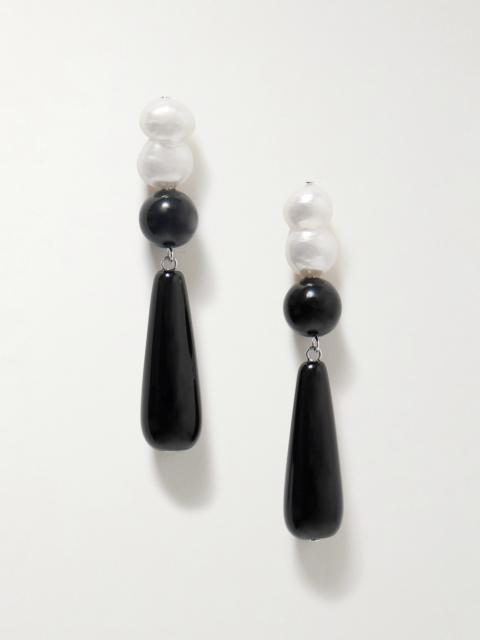 Completedworks Tarn Ii Recycled Silver, Onyx And Pearl Earrings