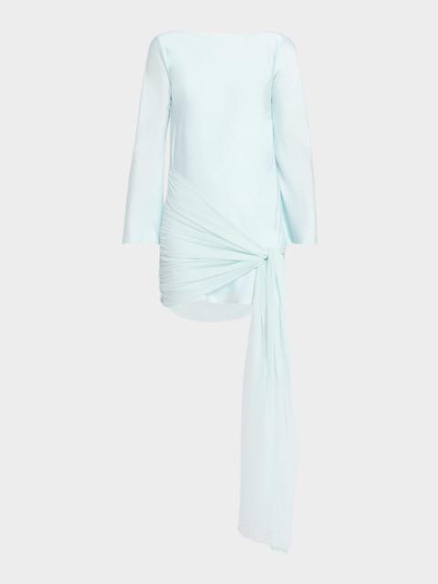 SIGNIFICANT OTHER Farrah Draped Long-Sleeve Satin Mini Dress