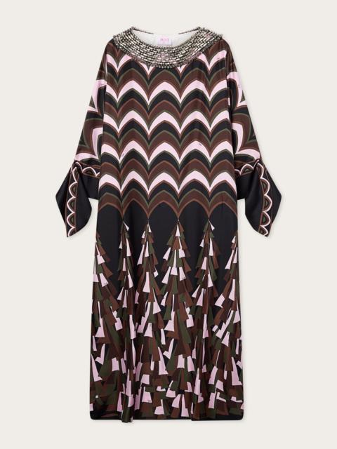 PUCCI BAIADERA PRINT EMBROIDERED SILK KAFTAN