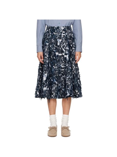 Erdem Navy A-Line Midi Skirt