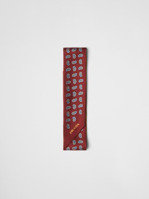 Printed silk twill skinny tie