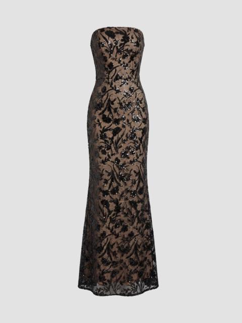 Dress The Population Women's Genesis Strapless Mermaid Gown - Black Beige