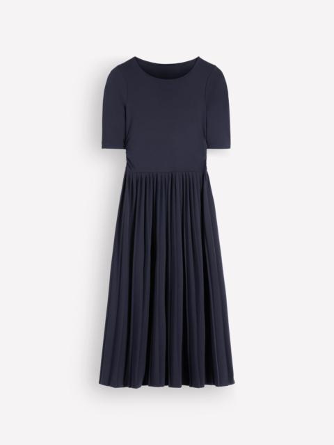 BODEN Pleated Jersey Midi Dress-Navy