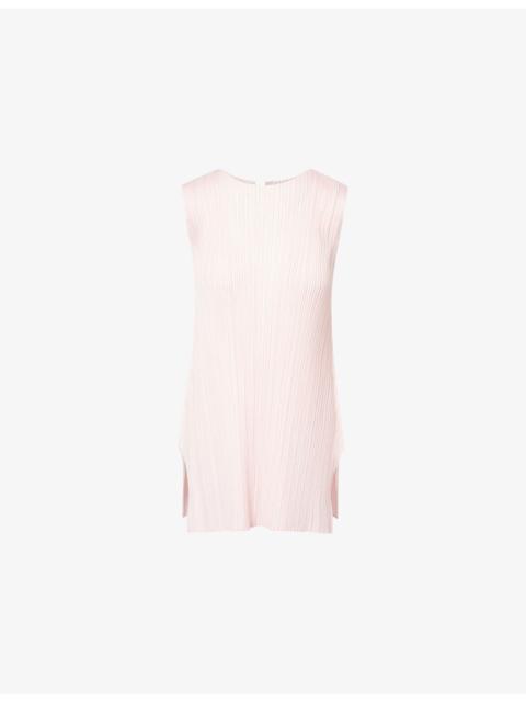 Pleats Please Issey Miyake A-Line Sleeveless Plisse Knitted Tunic Top