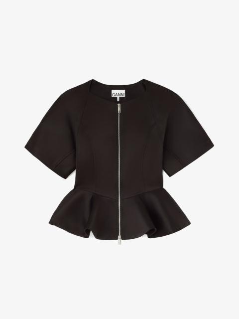 GANNI BLOUSE IN BLACK SATIN